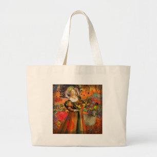 Bolsa Tote Grande Aries Orange Woman: Colagem de Arte Antica de Ram 