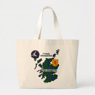 Bolsa Tote Grande Armstrong Clan Crachá & Tartan Map da Escócia