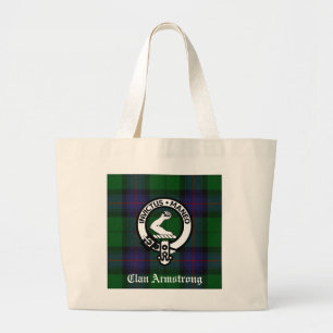 Bolsa Tote Grande Armstrong Family Crest & Tartan Tote Bag