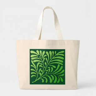 Bolsa Tote Grande Art Deco Fern pattern - tons verdes