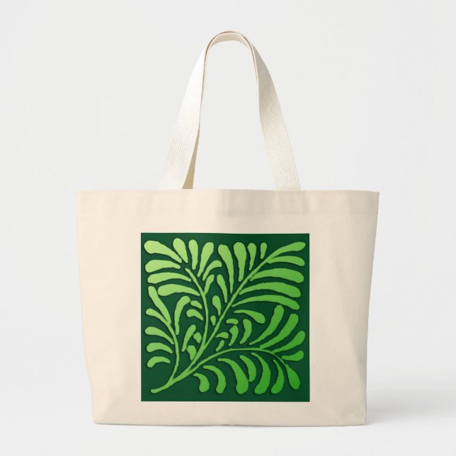 Bolsa Tote Grande Art Deco Fern Standard - tons verdes (Frente)