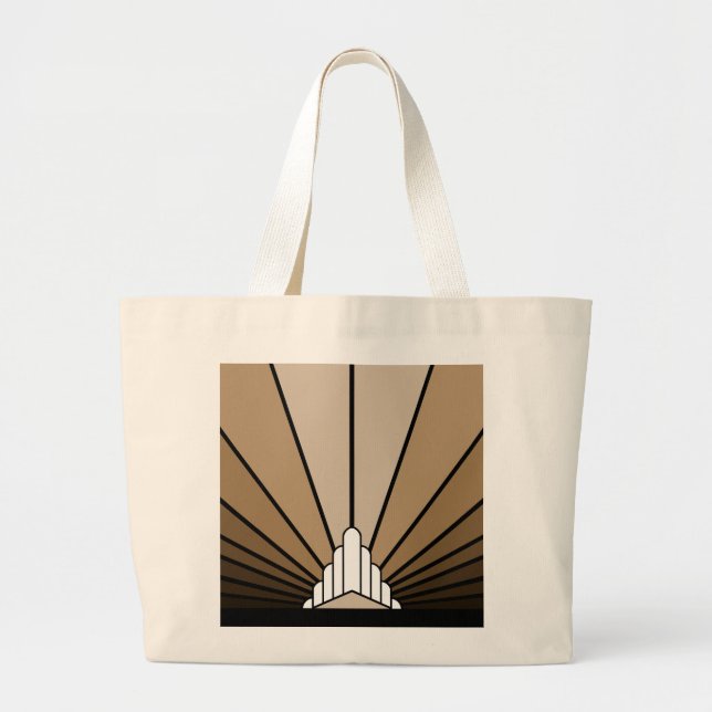 Bolsa Tote Grande Art deco sun em bronzeado (Frente)