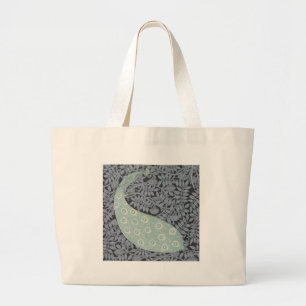 Bolsa Tote Grande Art Nouveau Peacock Classic Vintage Bird
