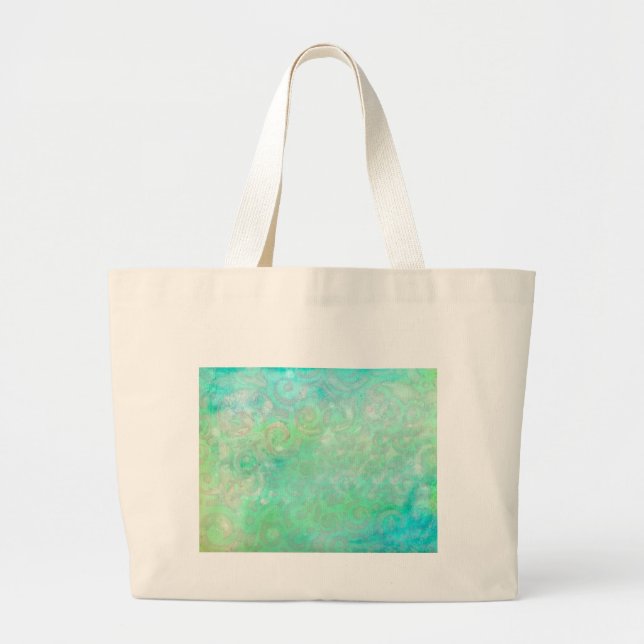 Bolsa Tote Grande Arte Abstrato azul e verde (Frente)