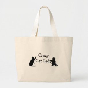 Bolsa Tote Grande Arte Animal Louca De Gato
