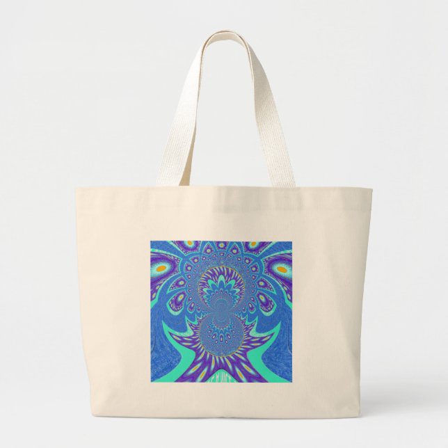 Bolsa Tote Grande Arte azul moderna (Frente)