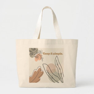 Bolsa Tote Grande Arte Botânica Terrosa 'Mantenha Simples'