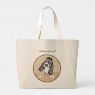 Bolsa Tote Grande Arte de Cachorro com Cachorro de Cachorro Basset P