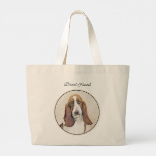 Bolsa Tote Grande Arte de Cachorro Triangular de Pintura de Hound Ba