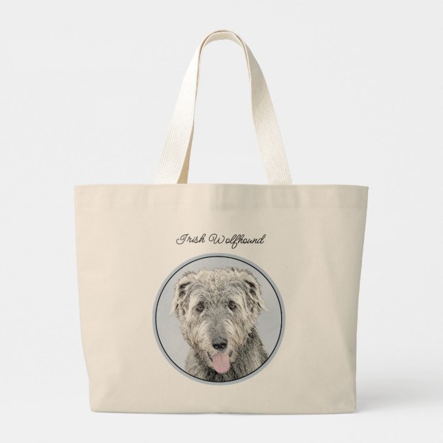 Bolsa Tote Grande Arte de Cão Original para pintura de Cinzas de Wol (Verso)