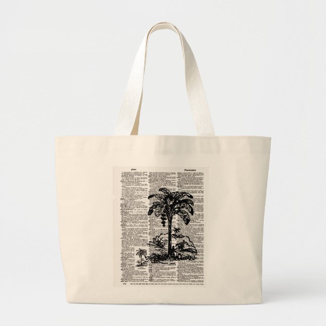 Bolsa Tote Grande Arte de Dicionário de Árvore Palm (Frente)