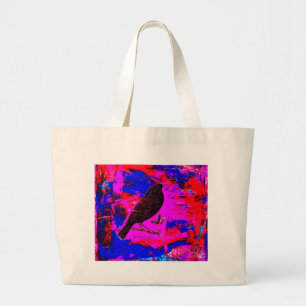 Bolsa Tote Grande Arte de Digitas dos meios mistos do melro