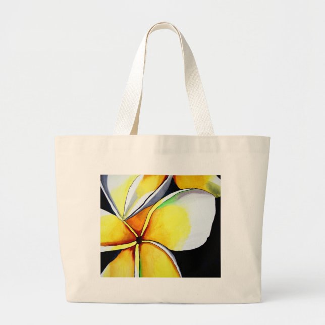 Bolsa Tote Grande arte de flor de frangipani (Frente)