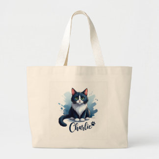 Bolsa Tote Grande Arte de Gato Fofo Bolsa Grande – Presente para Ama
