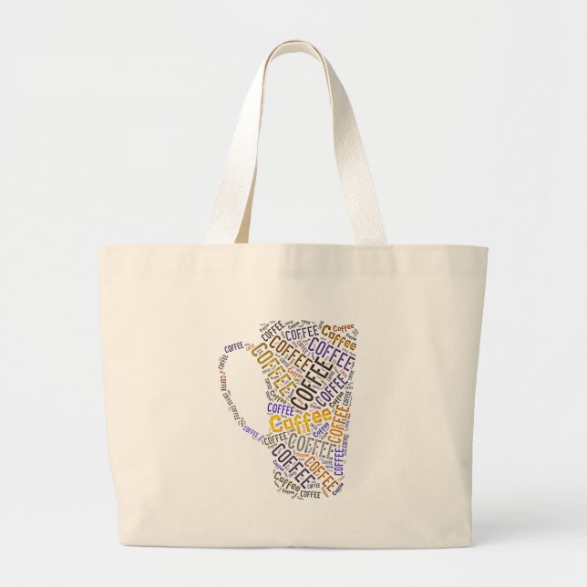 Bolsa Tote Grande Arte de Palavras de Café Mug (Frente)
