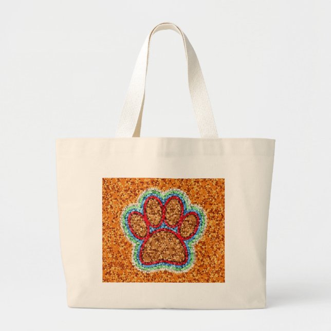 Bolsa Tote Grande Arte de Pata de Cachorro Baixo (Frente)
