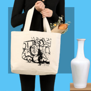 Bolsa Tote Grande Arte de Rua de Londres, Samurai, Arte Criativo