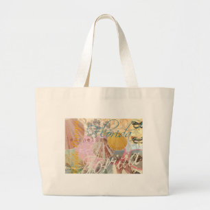 Bolsa Tote Grande Arte de Shell de Seashell na Florida Viagens vinta