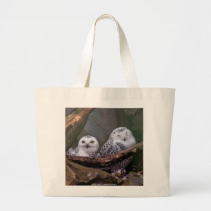 Bolsa Tote Grande Arte de vida selvagem da coruja-da-neve no bosque