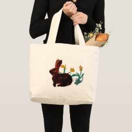 Bolsa Tote Grande Arte do Daffodil do coelho do primavera