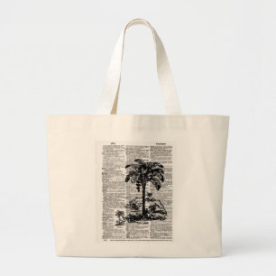 Bolsa Tote Grande Arte do Dicionário Palm Tree