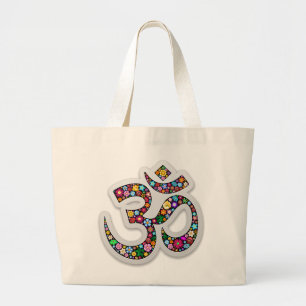 Bolsa Tote Grande Arte do Símbolo Floral Namaste