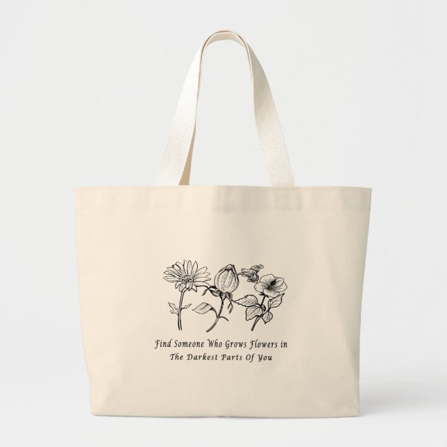 Bolsa Tote Grande Arte Floral Inspiradora (Frente)
