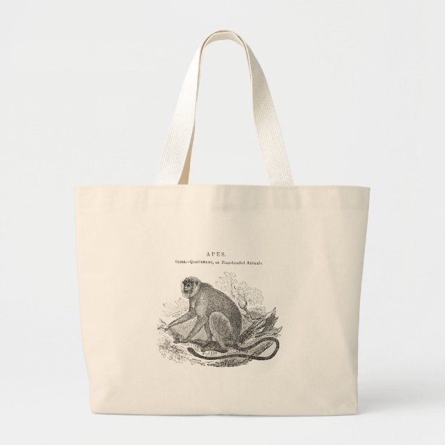 Bolsa Tote Grande Arte macaca dos anos 1800 (Frente)