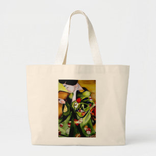 Bolsa Tote Grande Arte original da aguarela da gueixa japonesa