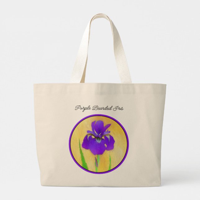 Bolsa Tote Grande Arte Original Da Flor De Íris Com Manteiga Roxa (Verso)