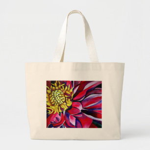 Bolsa Tote Grande Arte original da flor do abstrato da flor da dáli