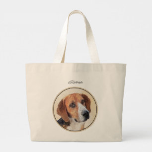 Bolsa Tote Grande Arte original de cães de pintura em tricores Harri