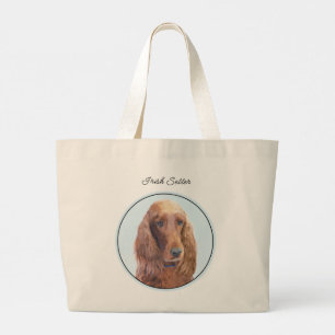 Bolsa Tote Grande Arte original de cães vermelhos pintada em irlandê
