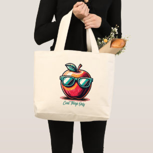 Bolsa Tote Grande Arte Pop Retro de Maçã Legal
