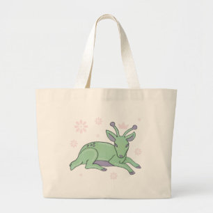 Bolsa Tote Grande Arte Popular de Veado Alien   Corço Verde Capricho