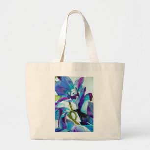 Bolsa Tote Grande Arte roxa da aguarela da flor da orquídea de
