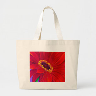 Bolsa Tote Grande Arte vermelha da pintura da flor de Gerber da