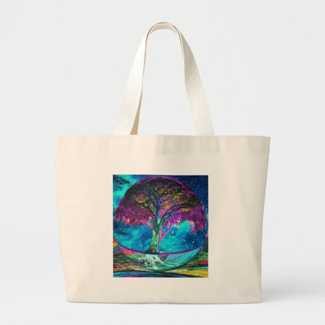 Bolsa Tote Grande Árvore da meditação da vida (Frente)