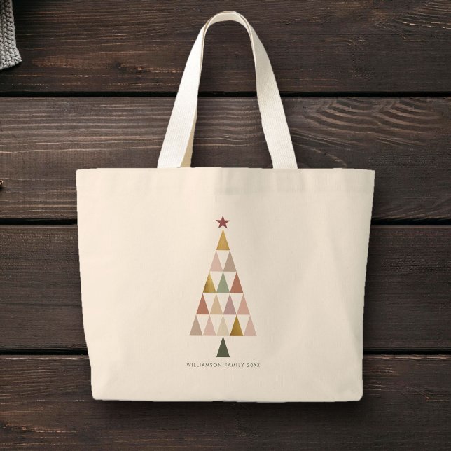 Bolsa Tote Grande Árvore de Natal Simples e Moderna do Scandi (Criador carregado)