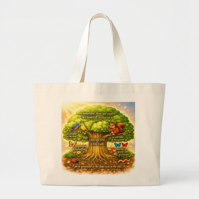 Bolsa Tote Grande Árvore de Visão Radiante  (Frente)