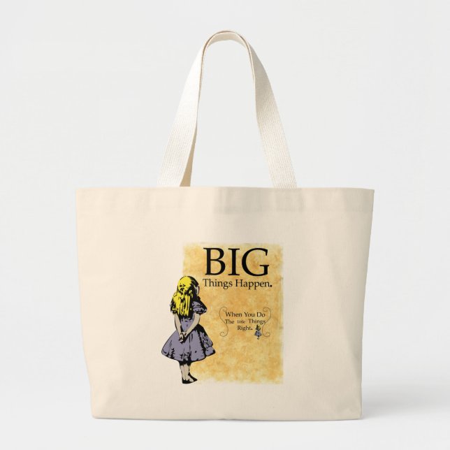 Bolsa Tote Grande As coisas grandes acontecem saco (Frente)