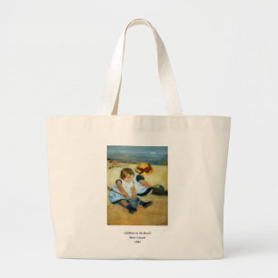 Bolsa Tote Grande As crianças de Mary Cassatt na praia (1884)