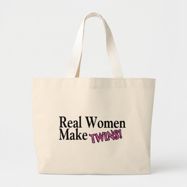 Bolsa Tote Grande As mulheres reais fazem gêmeos (o rosa) (Frente)