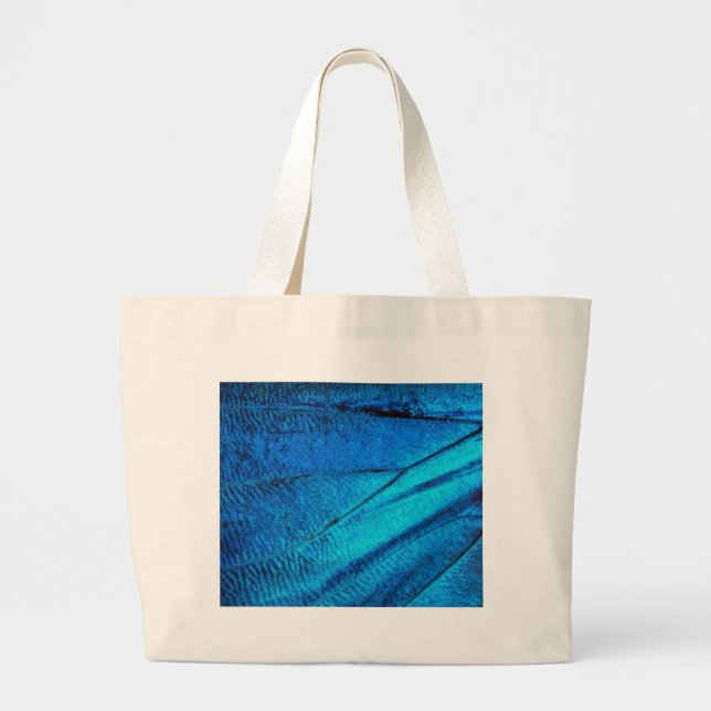 Bolsa Tote Grande Asa Azul Iridescente da Borboleta (Frente)