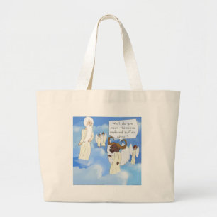 Bolsa Tote Grande Asas Búfalas Engraçadas No Presente Celestial