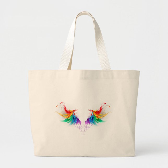 Bolsa Tote Grande Asas Fluffy Rainbow (Frente)