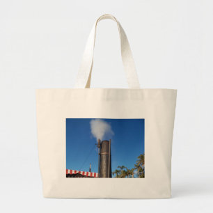 Bolsa Tote Grande assobio a vapor velho com uma pluma branca de vapo