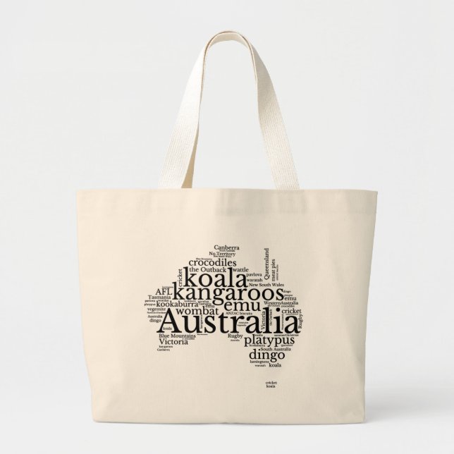 Bolsa Tote Grande Australia Map Word Art (Frente)