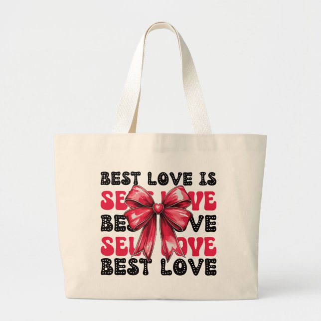 Bolsa Tote Grande Autoamor do dia de os namorados (Frente)