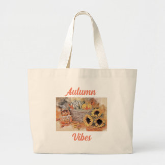 Bolsa Tote Grande Autum Vibes Quebra abóboras queda cores aquarela